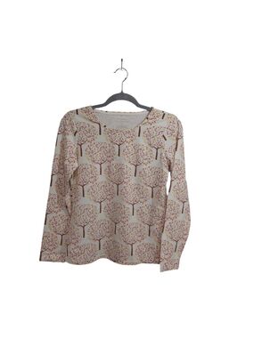 Talbots Cream Long Sleeve Tee with Tree Print